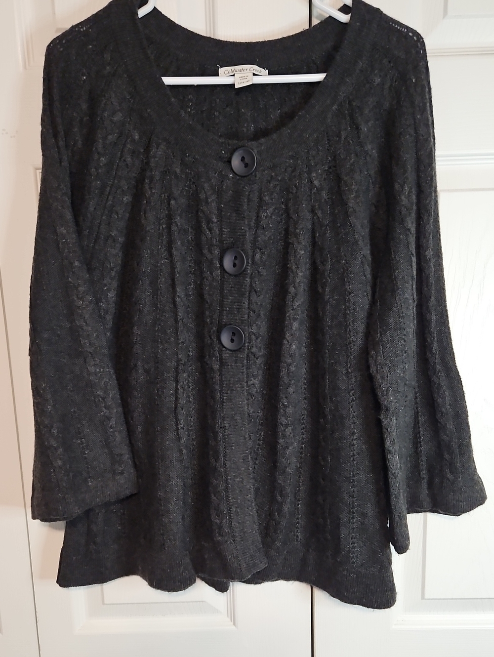 Dark Gray Cabled Swing Cardigan